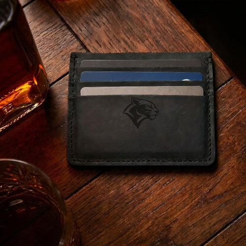 Custom Logo Black Leather Card Wallet