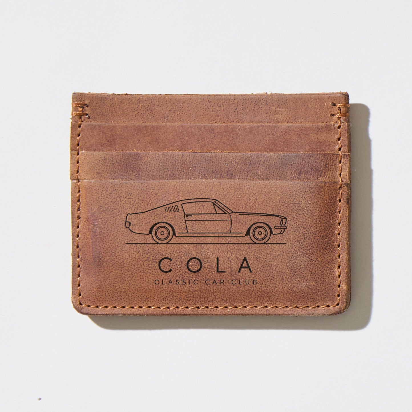 Custom Logo Brown Leather Card Wallet