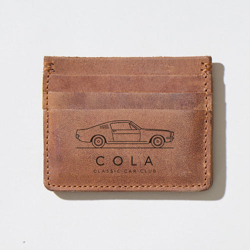 Card case wallet with custom logo engraving