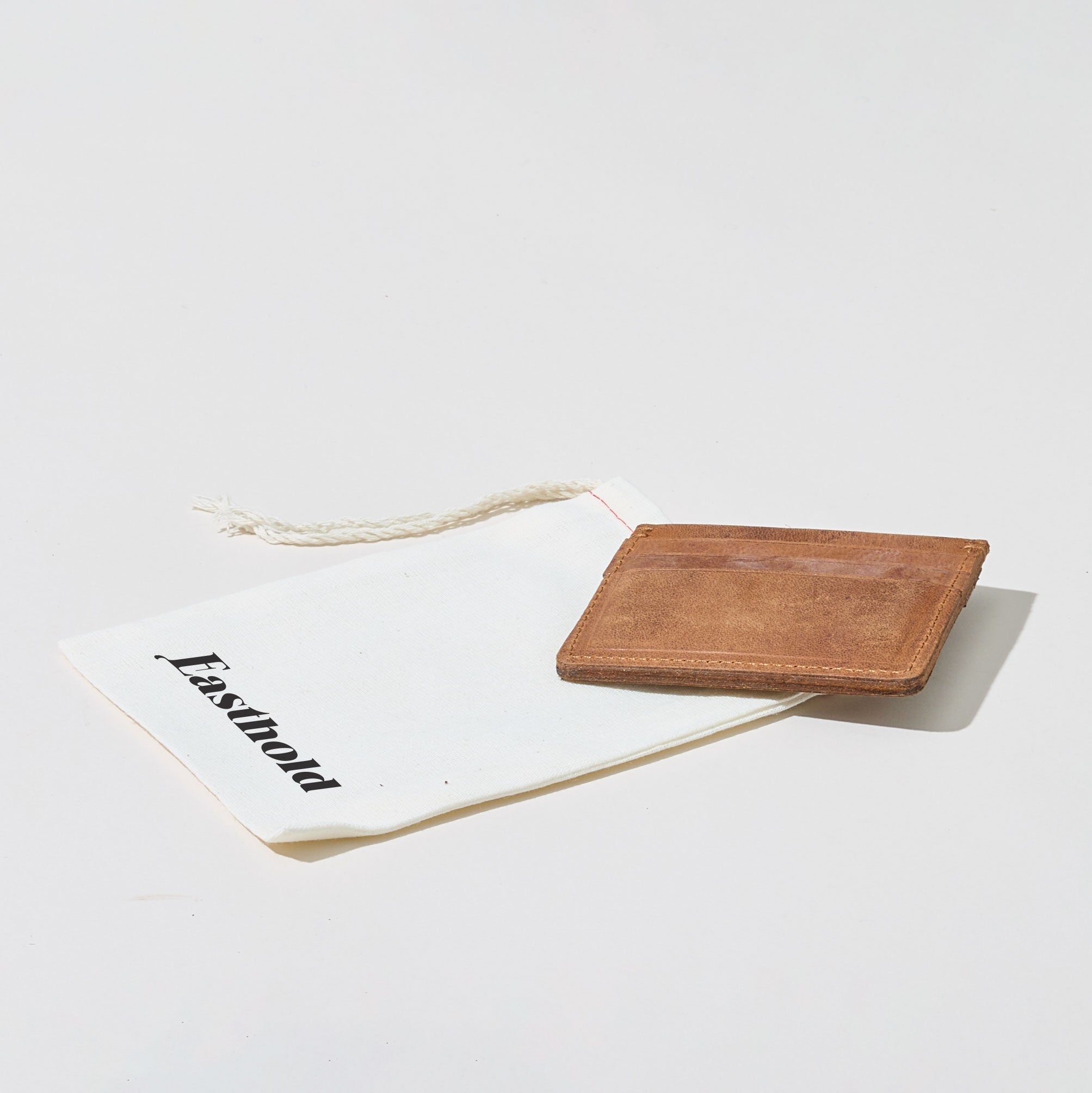 Monogrammed Brown Leather Card Wallet