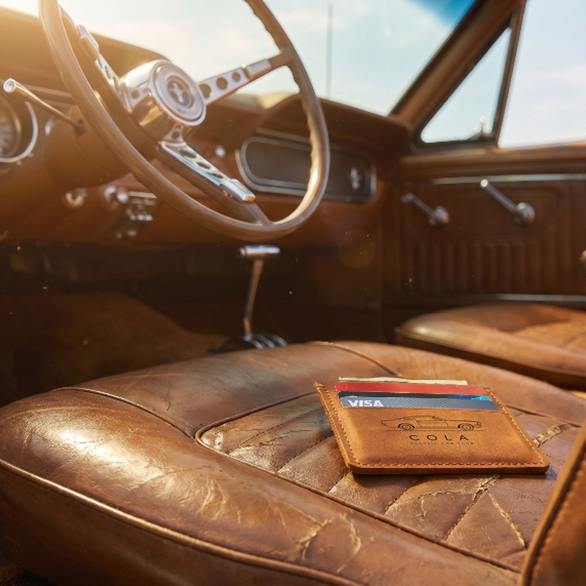 Custom Logo Brown Leather Card Wallet
