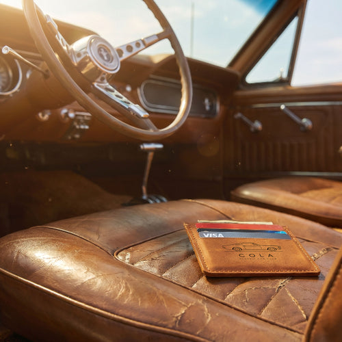 Custom Logo Brown Leather Card Wallet