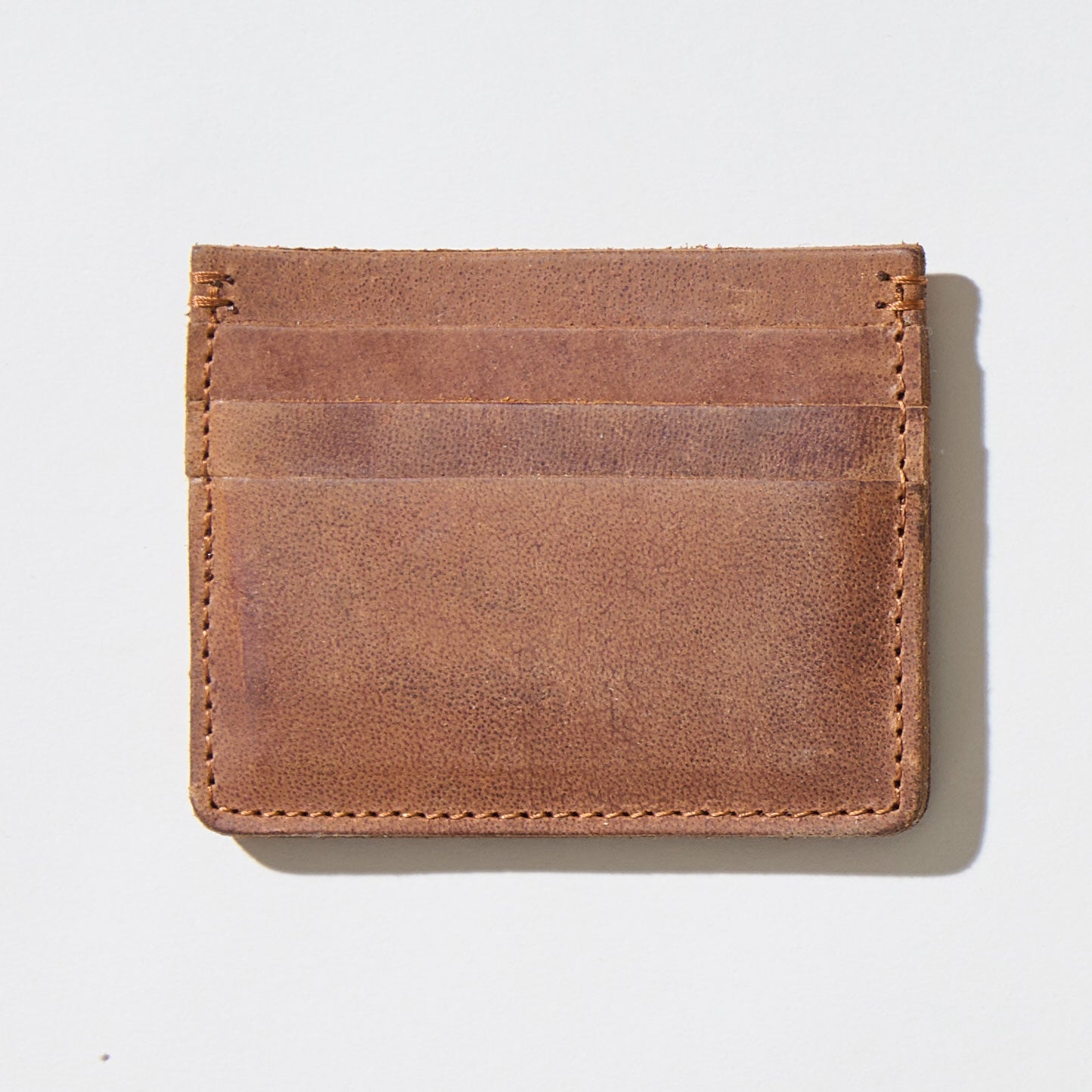 Monogrammed Brown Leather Card Wallet