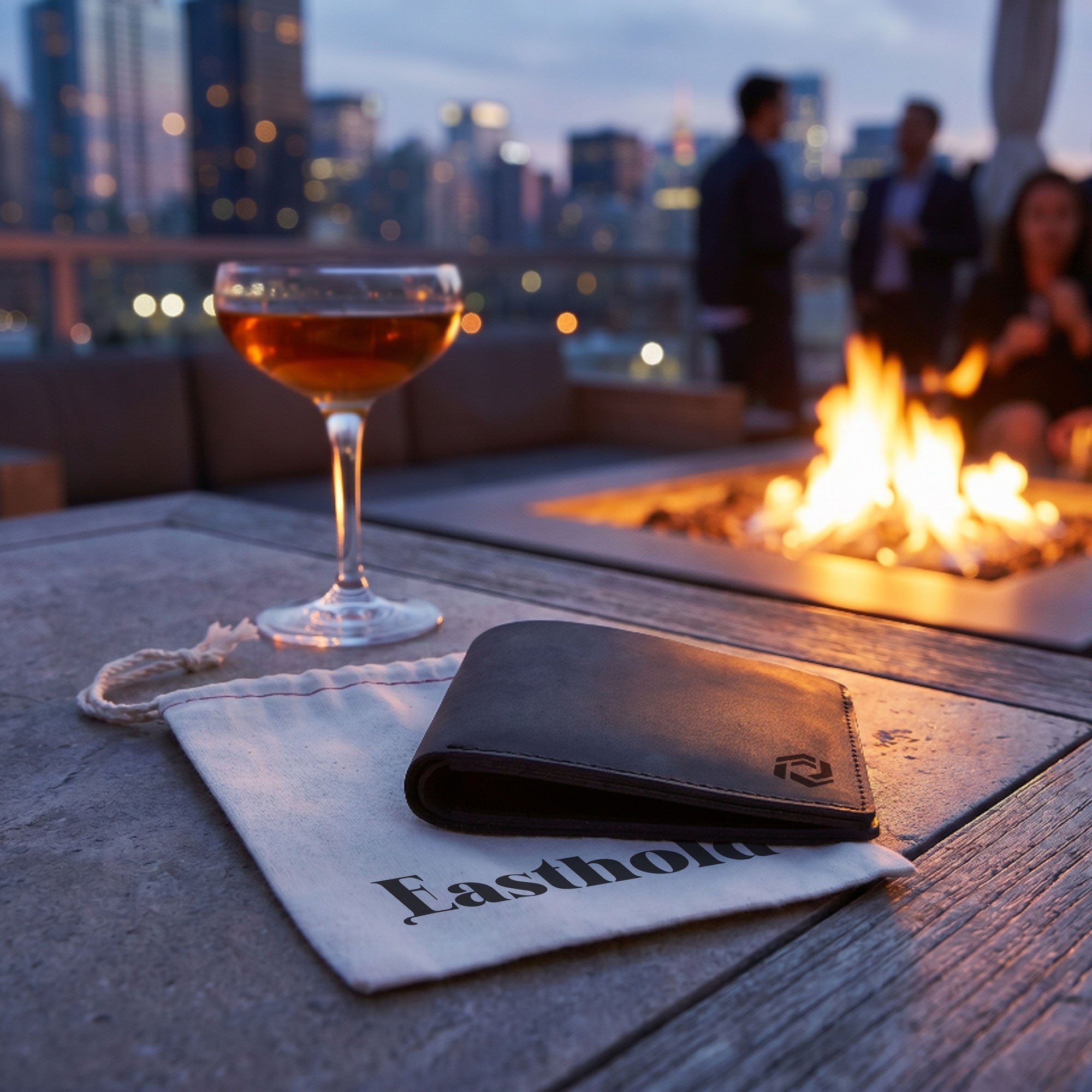 Custom Logo Bifold Black Leather Wallet