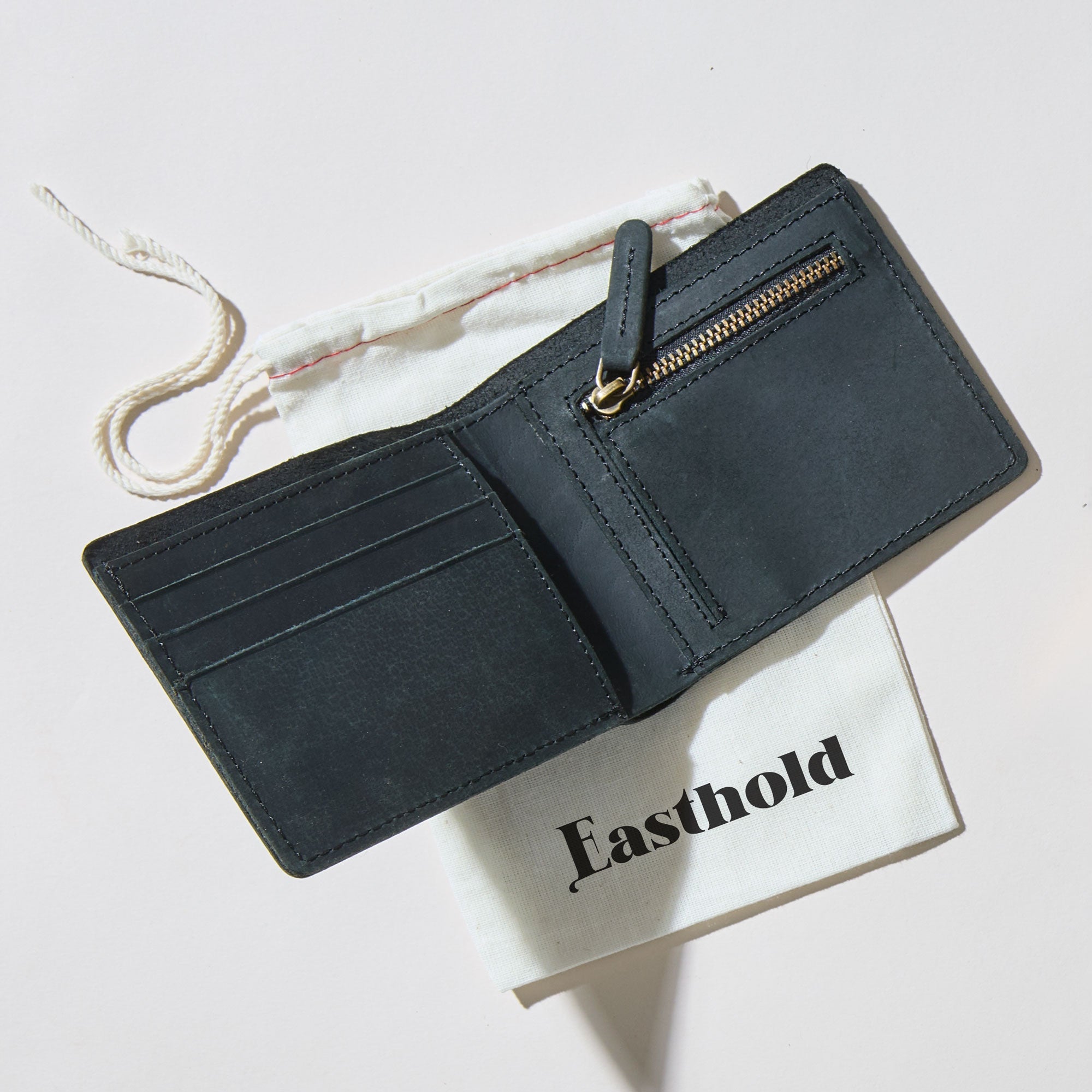 Monogrammed Bifold Black Leather Wallet
