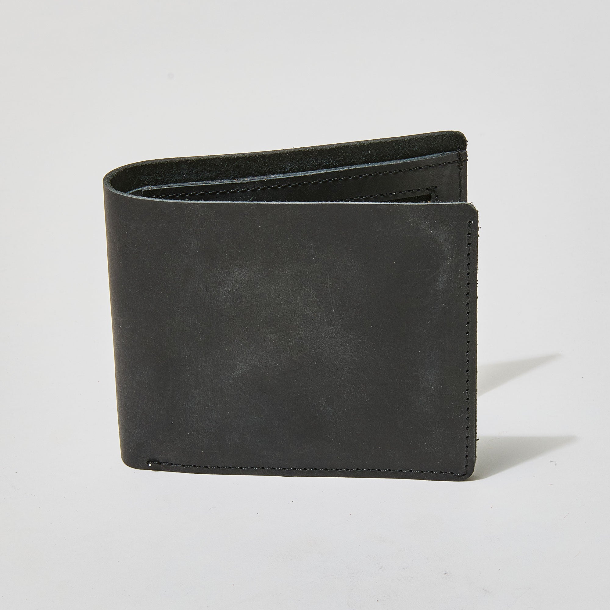 Monogrammed Bifold Black Leather Wallet