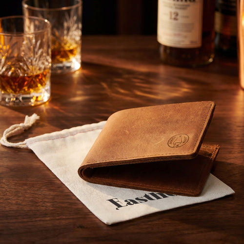 Custom Logo Bifold Brown Leather Wallet