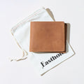 Custom Logo Bifold Brown Leather Wallet