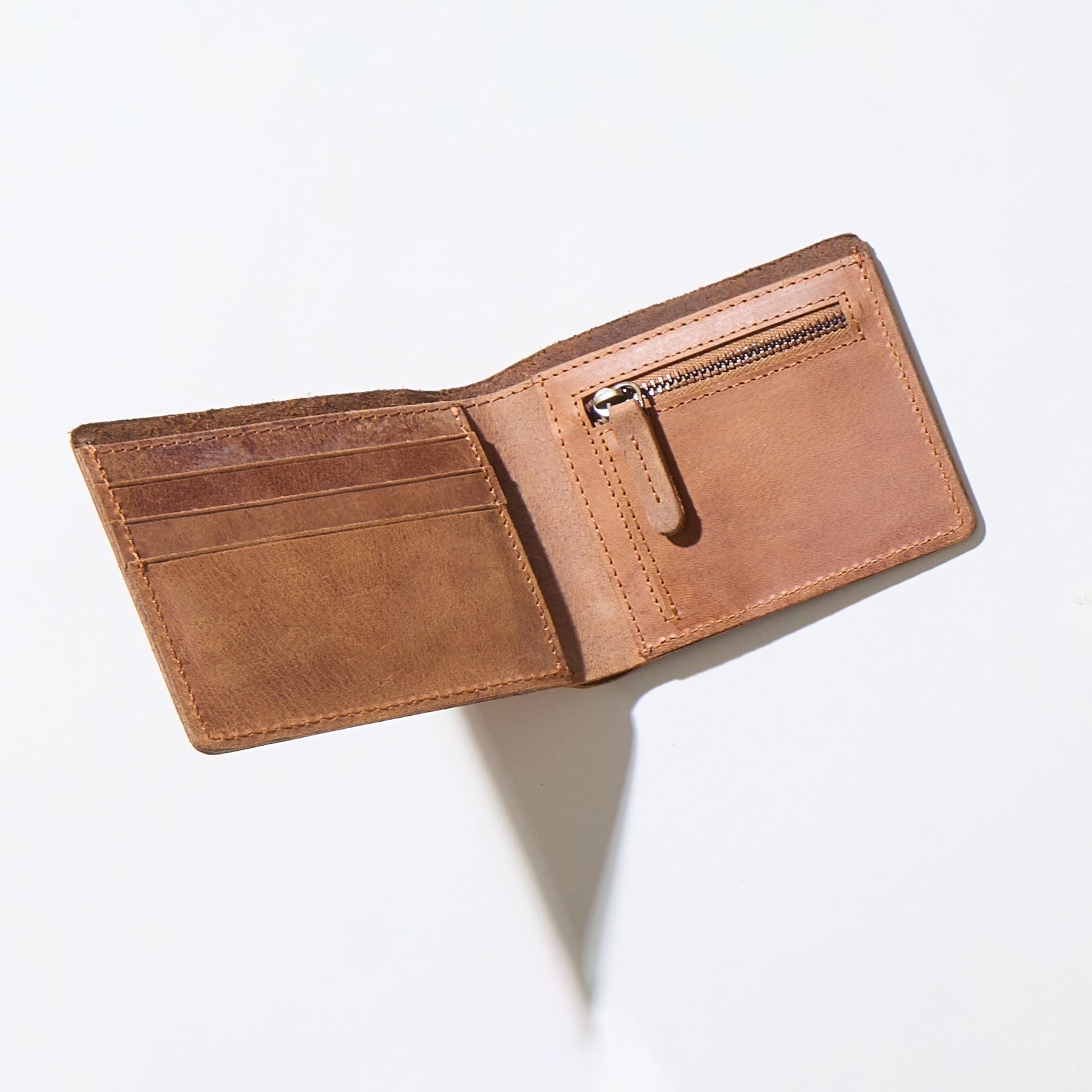Monogrammed Bifold Brown Leather Wallet