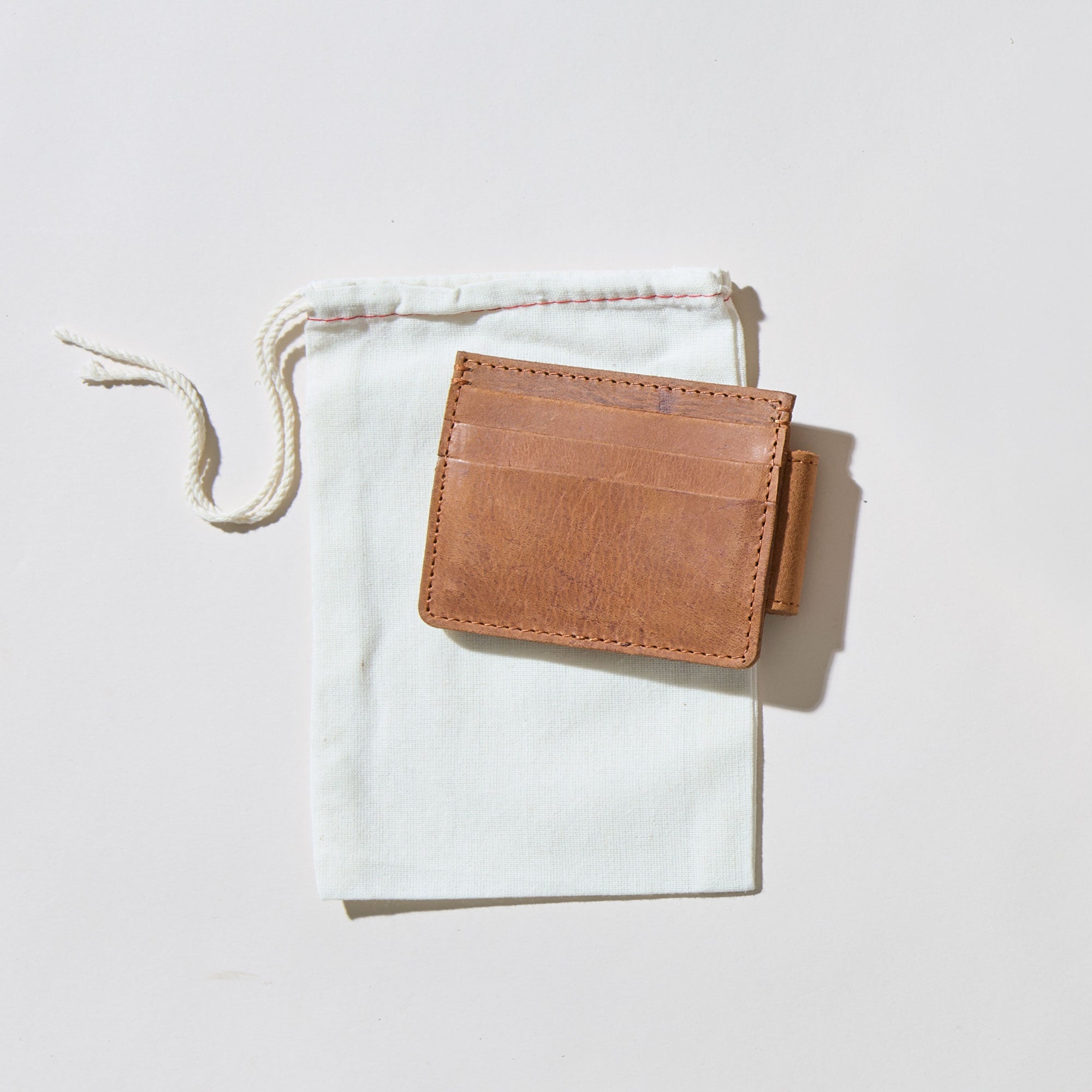 Custom Logo Card Clip Brown Leather Wallet