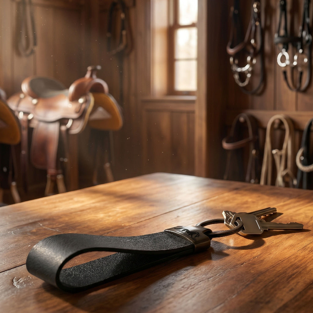 Custom Logo Black Leather Key Ring