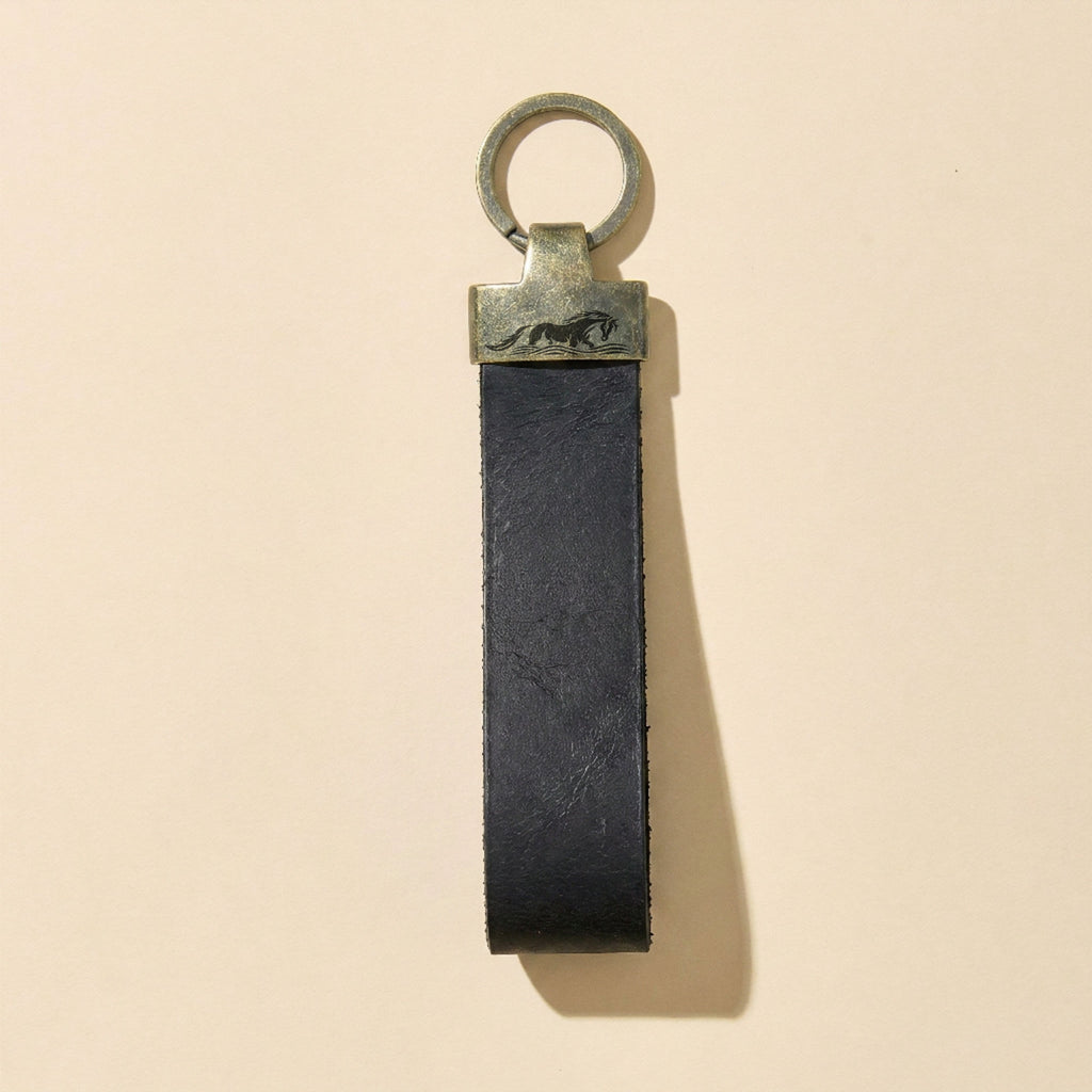 Custom Logo Black Leather Key Ring