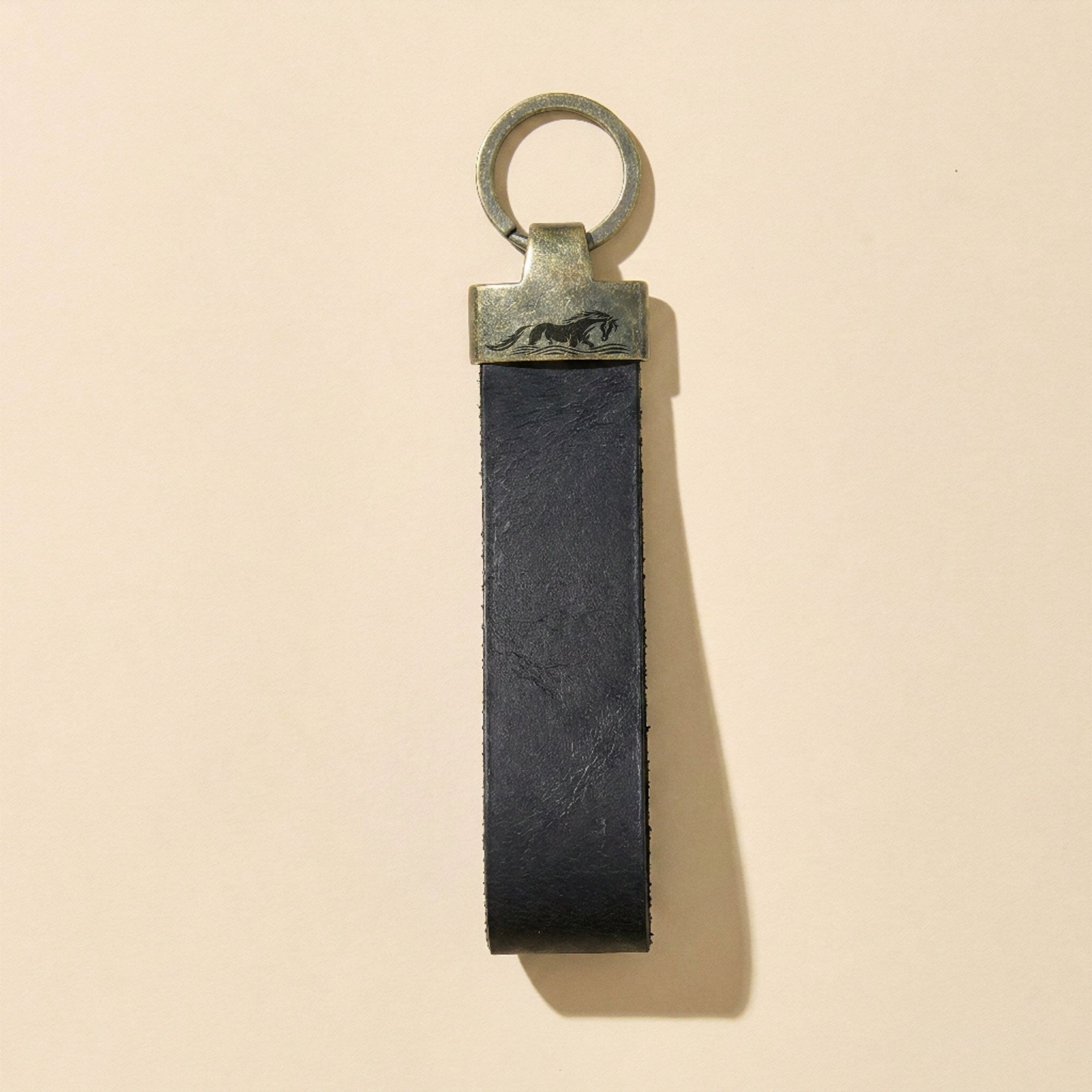 Custom Logo Black Leather Key Ring