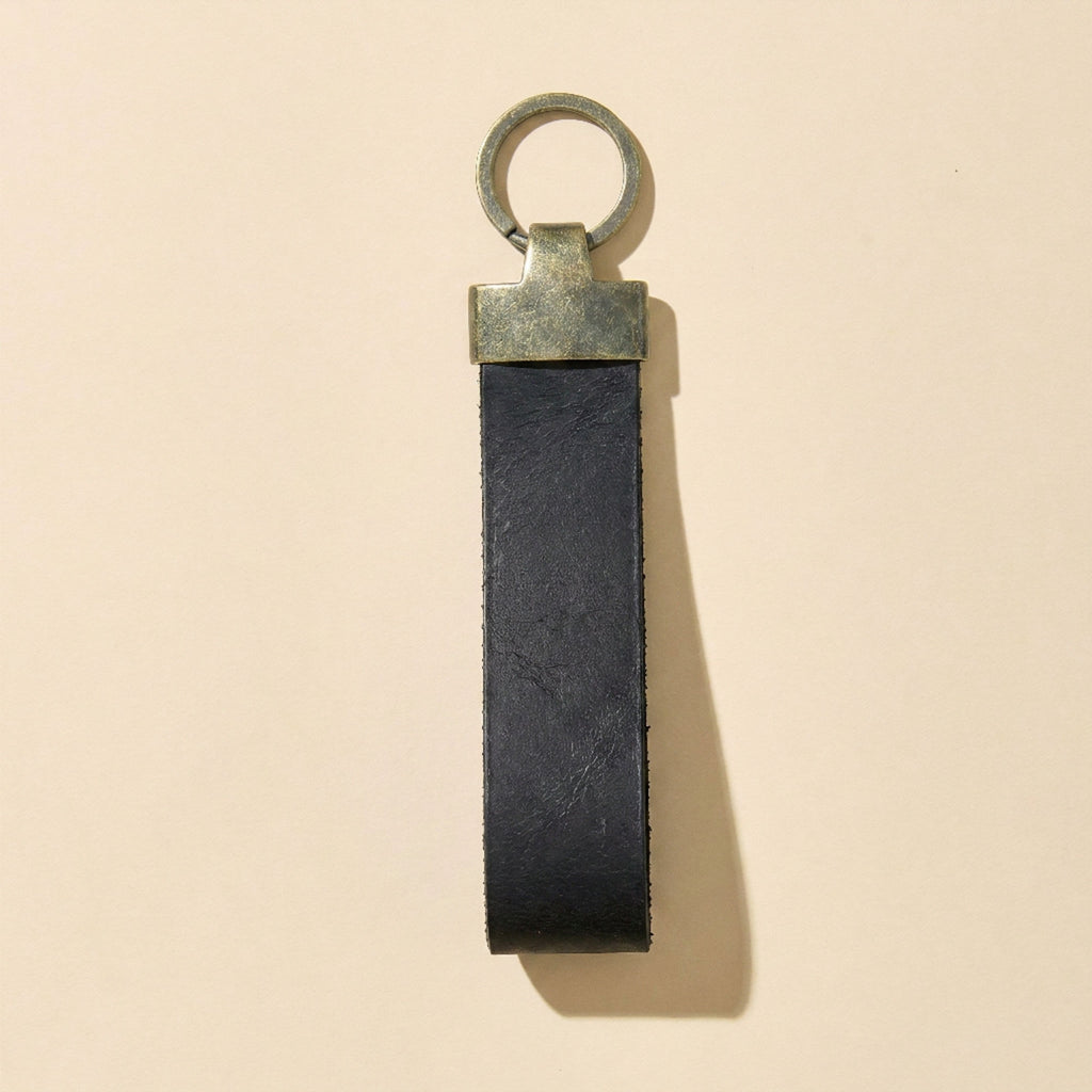 Custom Logo Black Leather Key Ring