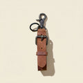 Monogrammed Brown Leather Buckle Key Fob