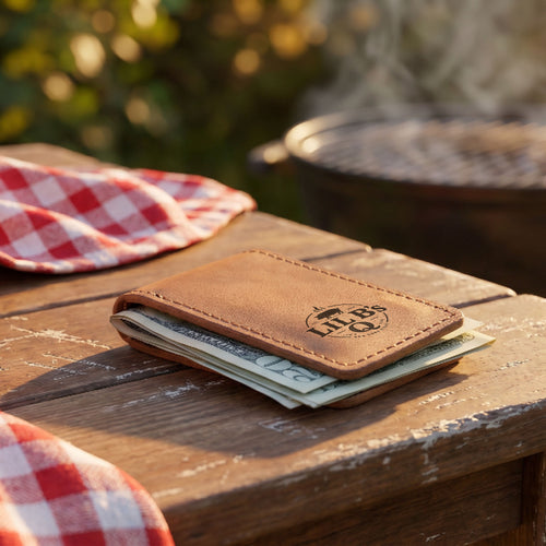 Custom Logo Brown Leather Money Clip