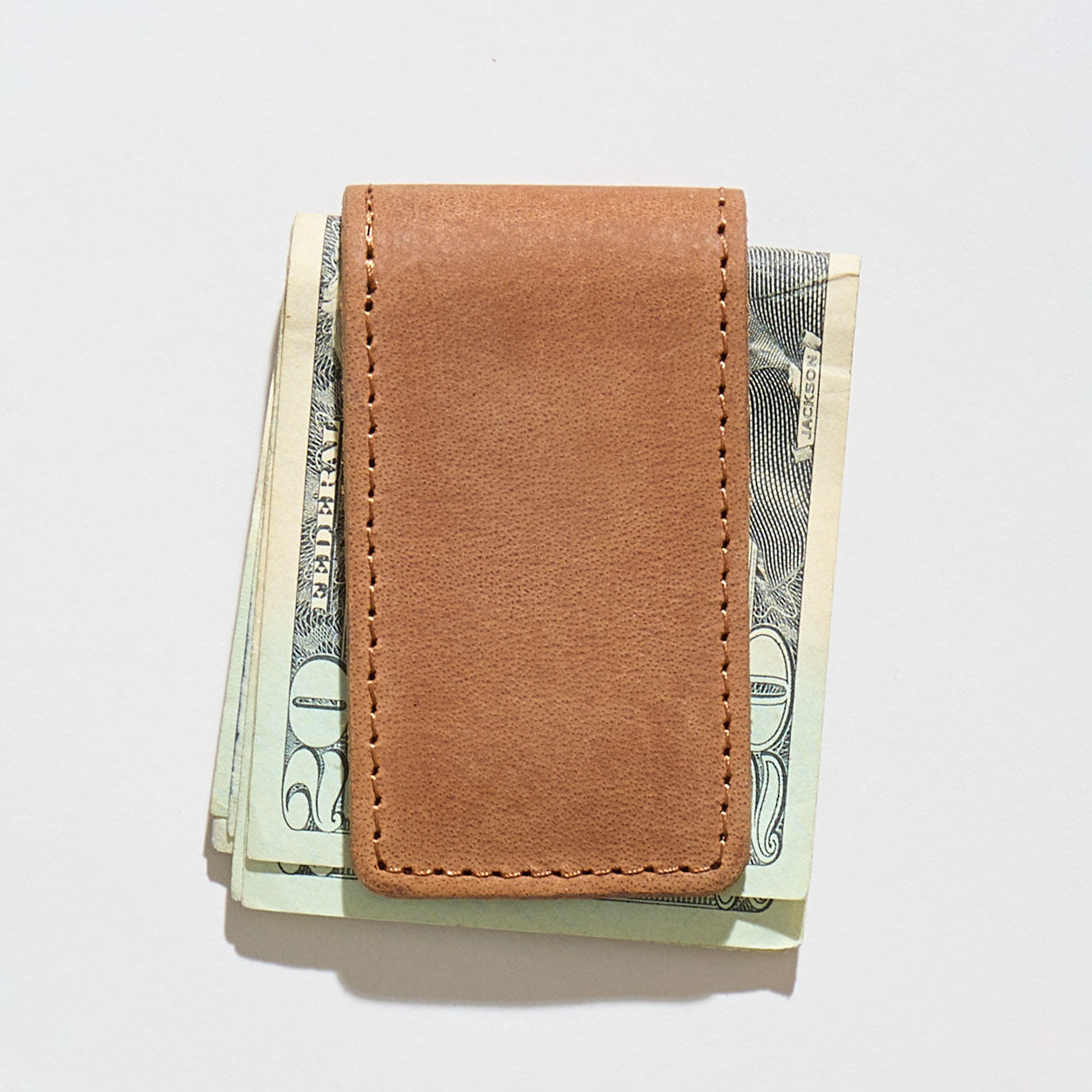 Custom Logo Brown Leather Money Clip