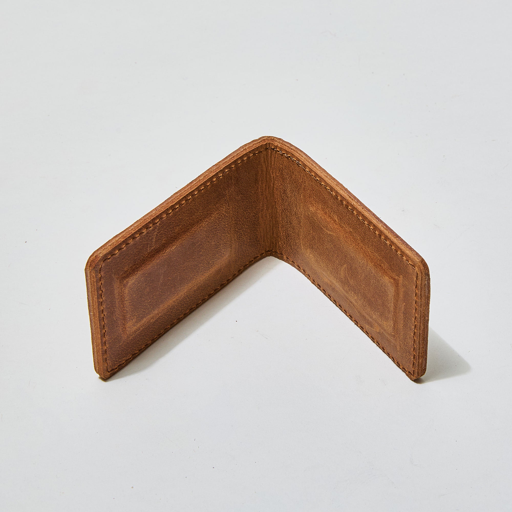 Custom Logo Brown Leather Money Clip