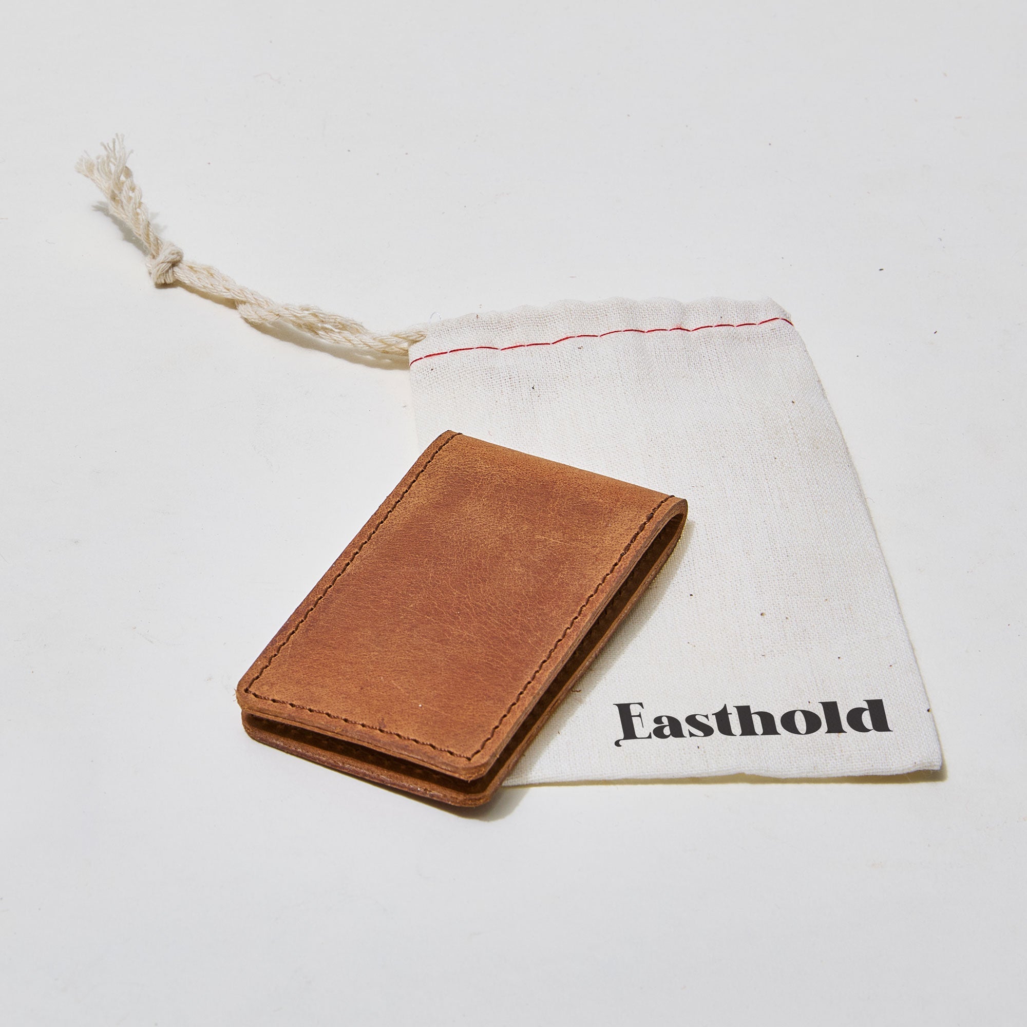 Custom Logo Brown Leather Money Clip