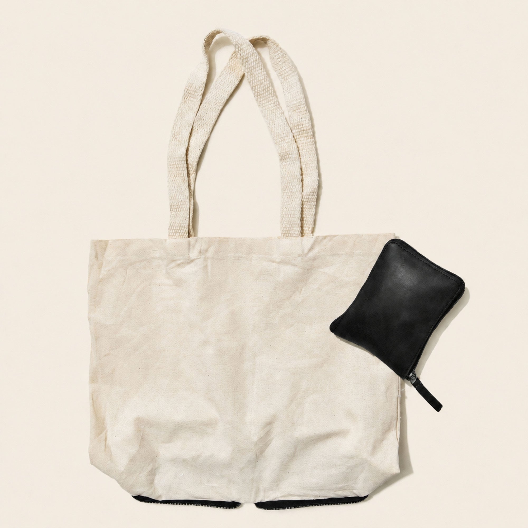 Custom Logo Packable Cotton and Leather Tote