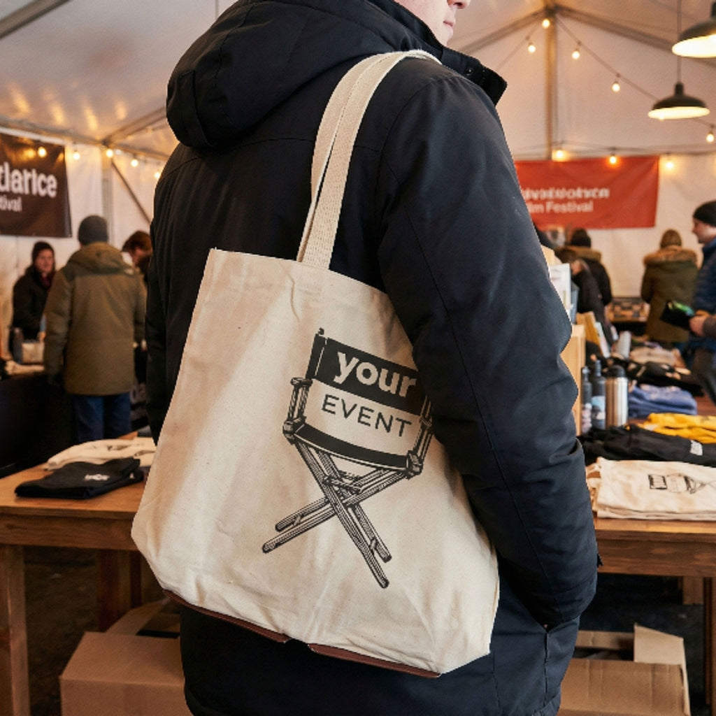 Custom Logo Packable Cotton and Leather Tote